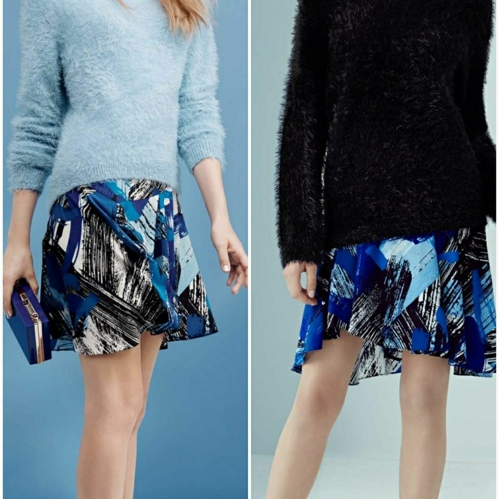 Vince Camuto Women's Brushstrokes Flounce Skirt